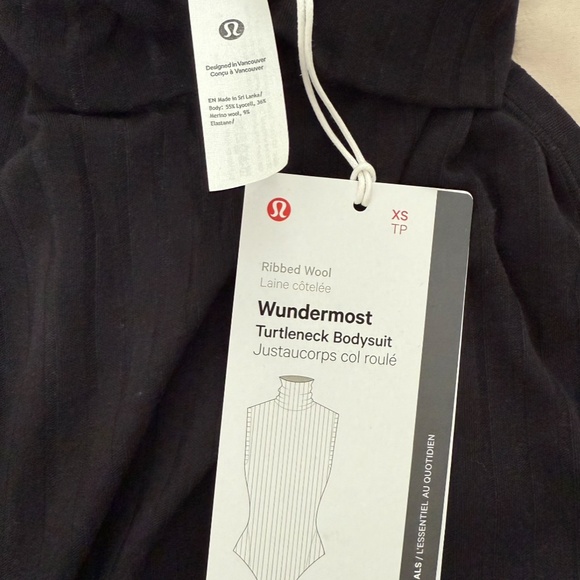 Lululemon Ribbed Wool Turtleneck Sleeveless Bodysuit (Size XS) in Black - Picture 8 of 9